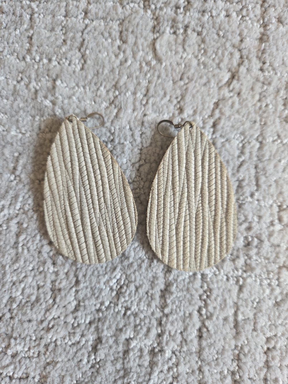 Neutral Beige Textured Teardrop Earrings - Women's Jewelry